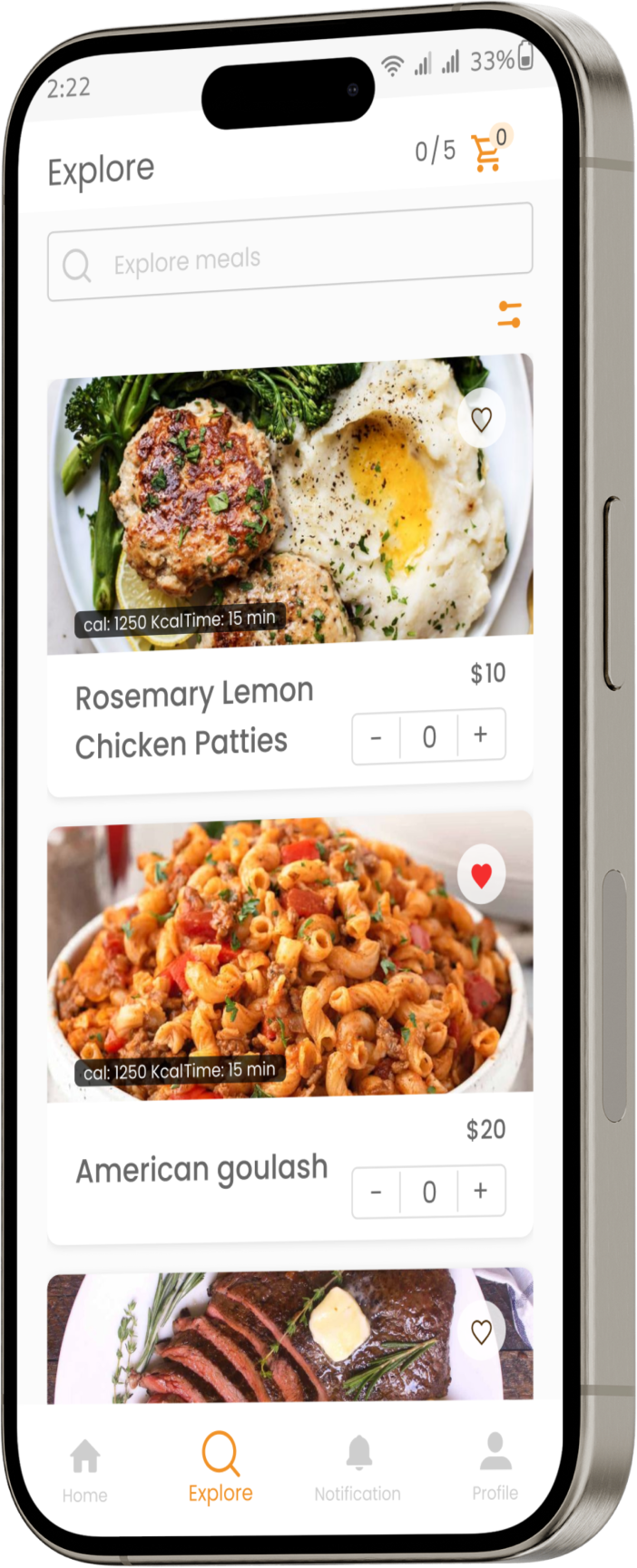 meal explore page
